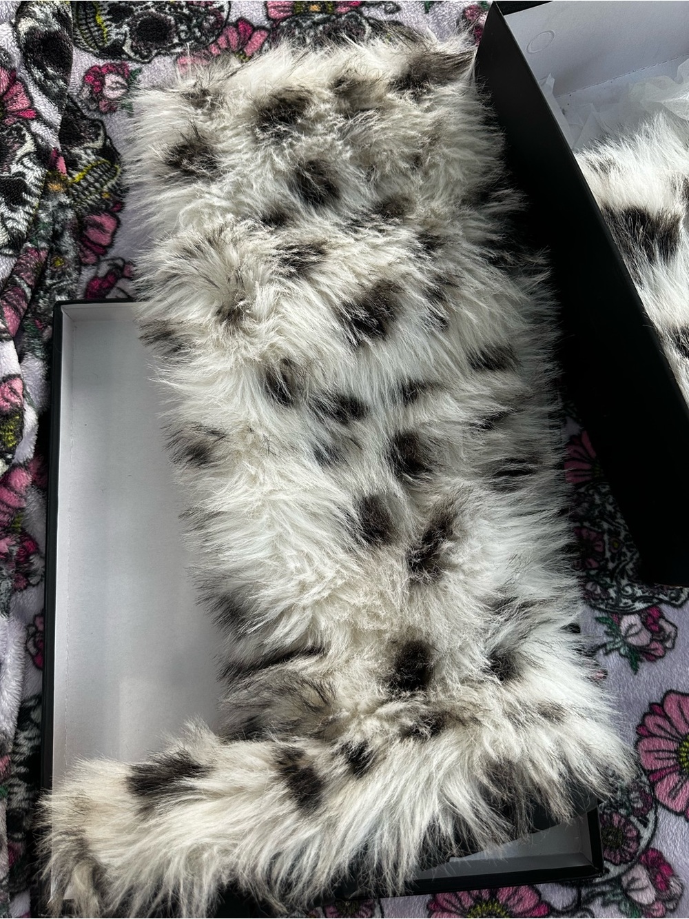 Faux Fur Snow Leopard Print Boots